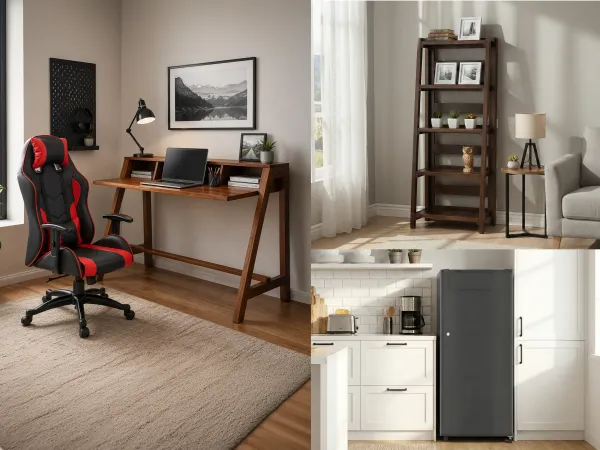 Hugo Gaming Study Combo With Bookshelf And Single Door Fridge